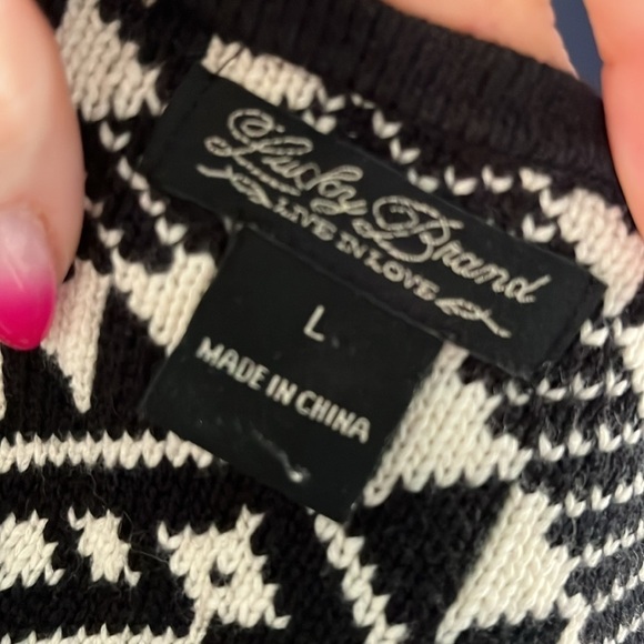 Lucky Brand Cardigan Sweater Asymmetrical  Front Zipper Tribal Print Size Large - Picture 6 of 9